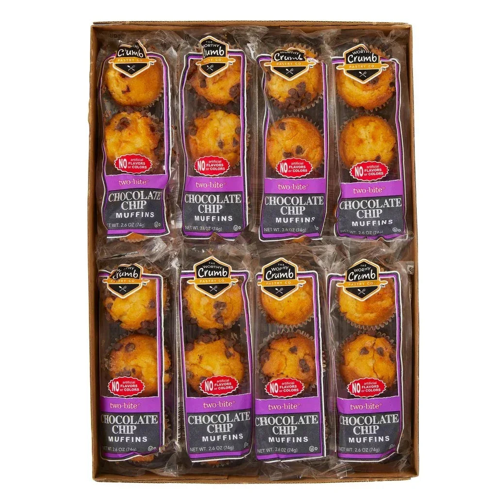 The Worthy Crumb, Mini Muffins, Chocolate Chip, 2.6 oz, 16 Count