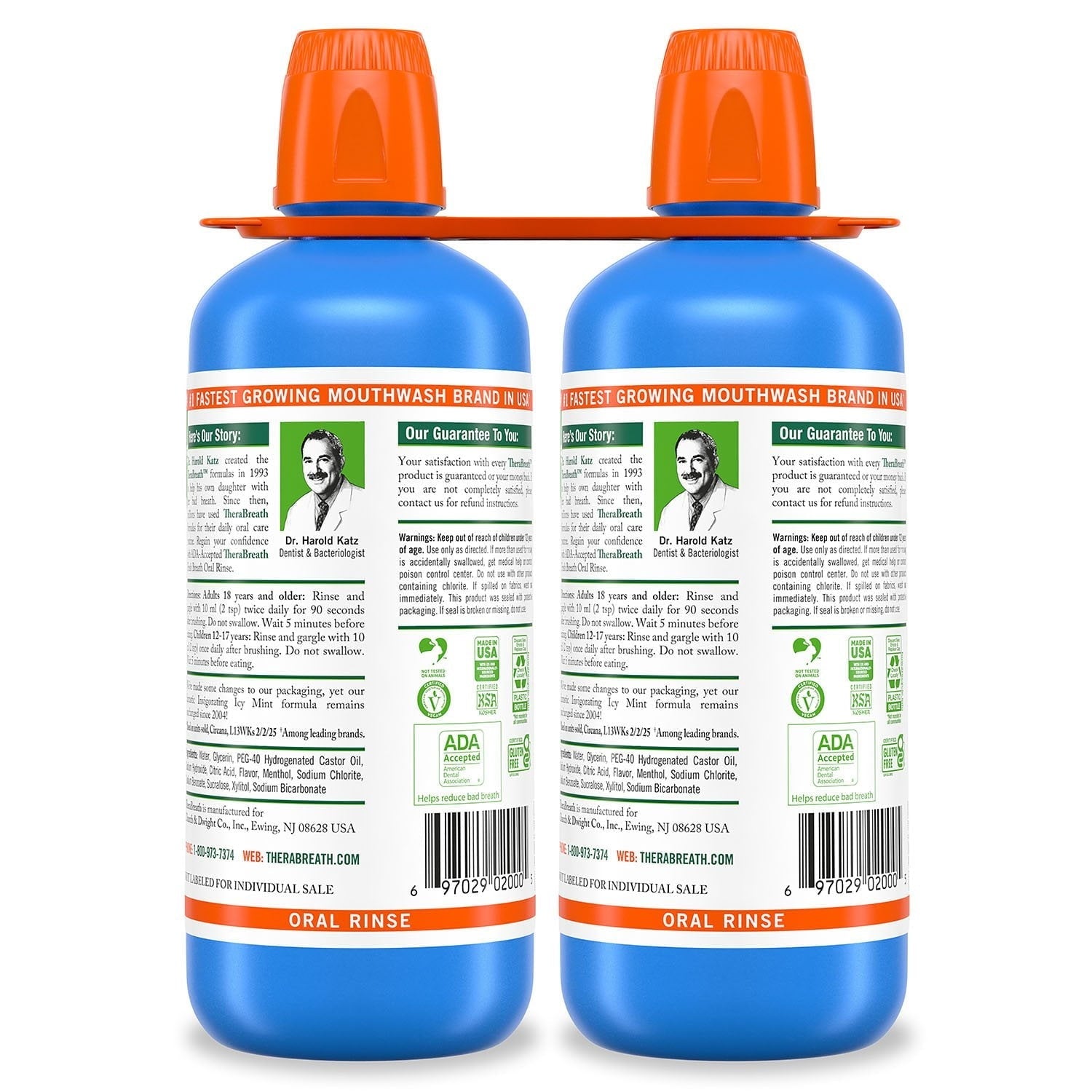 TheraBreath Icy Mint Mouthwash, 1L, 2 pk.