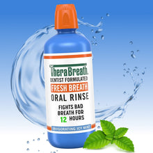 TheraBreath oral rinse bottle with icy mint label and orange cap, 1L