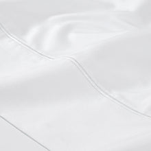 White sheet seam and stitched edge close-up, smooth woven weave