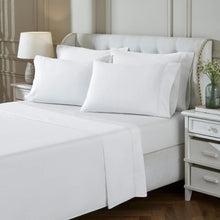 White sheet set with pillowcases and flat sheet, smooth woven fabric