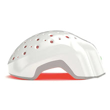 White laser hair growth cap device with red LED dot array and gray base