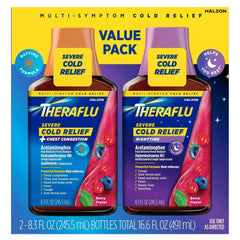 Theraflu Severe Cough, Cold & Flu Day and Nighttime Relief Syrup, Berry Flavor, 8.3 fl oz, 2 Pack