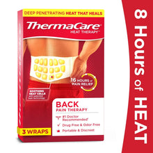 Lower back heat wrap box, Thermacare heat therapy, 3 wraps
