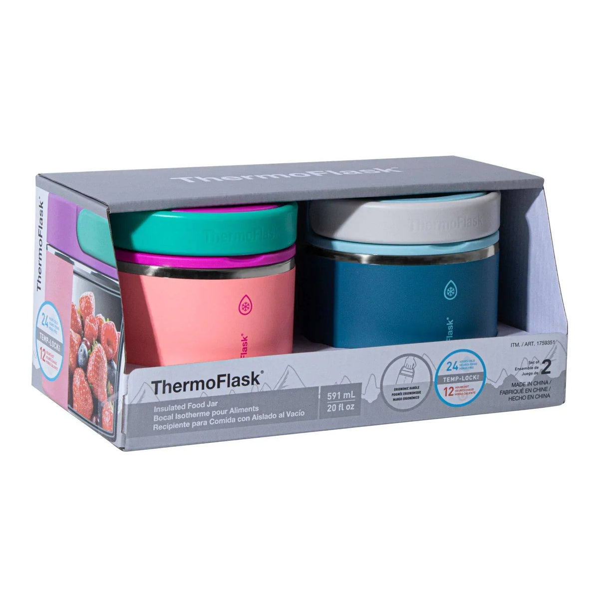 ThermoFlask 20 oz Insulated Food Jar, 2-pack