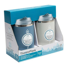 ThermoFlask 12oz can cooler 2-pack box with blue and white insulated cups