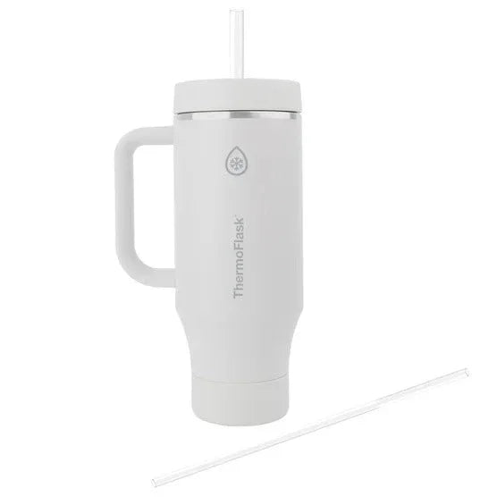 ThermoFlask 40 oz Insulated Stainless Steel Tumbler with Handle and Straw Lid, 2-pack - USA MEGA SHOP