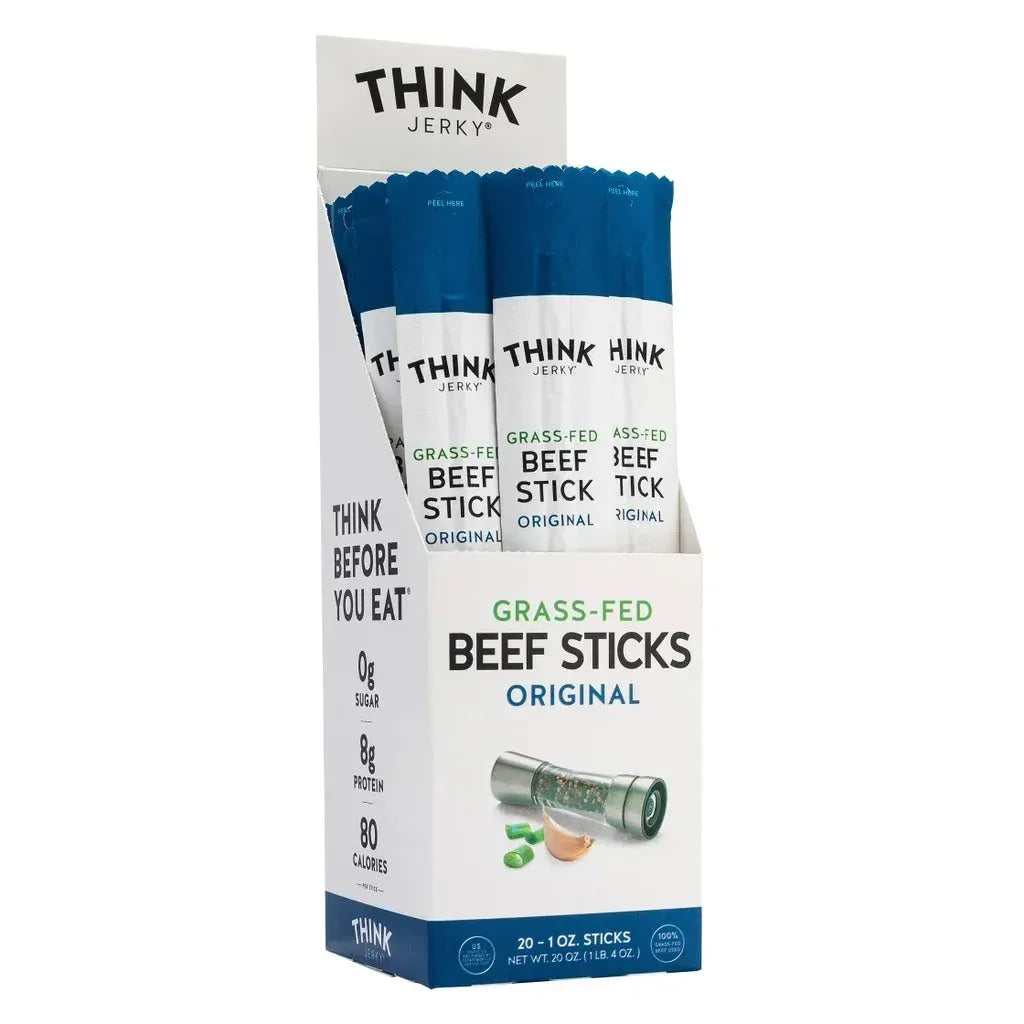Think Jerky Grass Fed Beef Sticks, Original, 1 oz, 20-count - USA MEGA SHOP