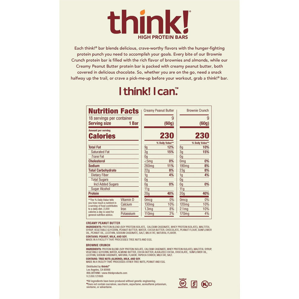 Think Thin High Protein Bar, Variety Pack, 2.1 oz, 18-count - USA MEGA SHOP