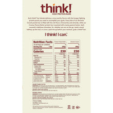 Think! high protein bar package back with Nutrition Facts tables