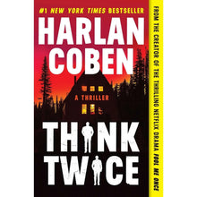 Paperback thriller book cover for Think Twice by Harlan Coben, red and black