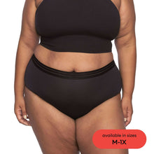 Black hi-waist incontinence underwear for women, smooth front, moderate coverage