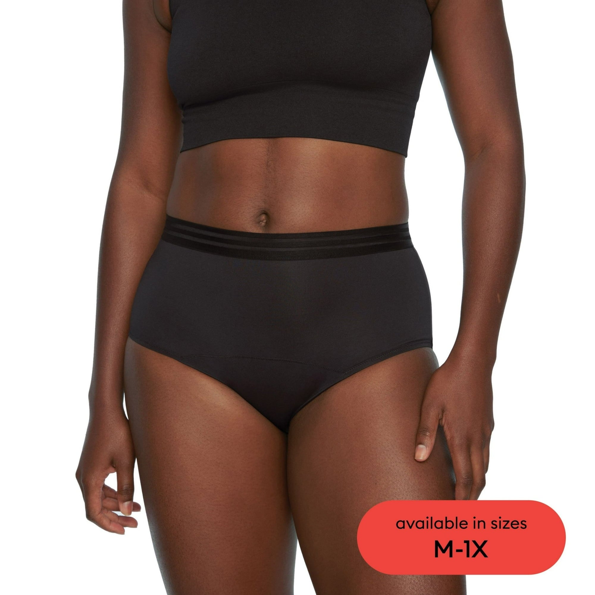 Thinx For All Leaks Women’s Hi-Waist Incontinence Underwear, Size 1X, Black