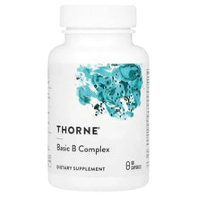 Vitamin B complex supplement bottle with teal splash label, 60 capsules on front
