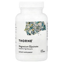 Thorne magnesium glycinate dietary supplement bottle with front label and 90 capsules