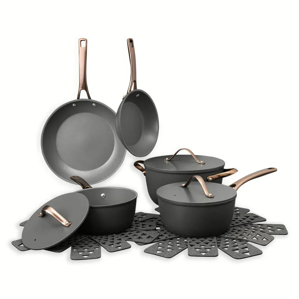 Thyme & Table 12 Piece Non-Stick Acadia Cookware Set, Pots and Pans Set - Blue