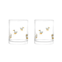 Set of 2 Easter charm drinking glasses with white goose motifs