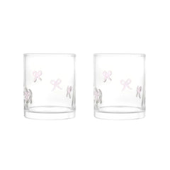 Thyme & Table 12 fl oz Valentine's Day Pink Bows Charm Drinking Glasses, Set of 2
