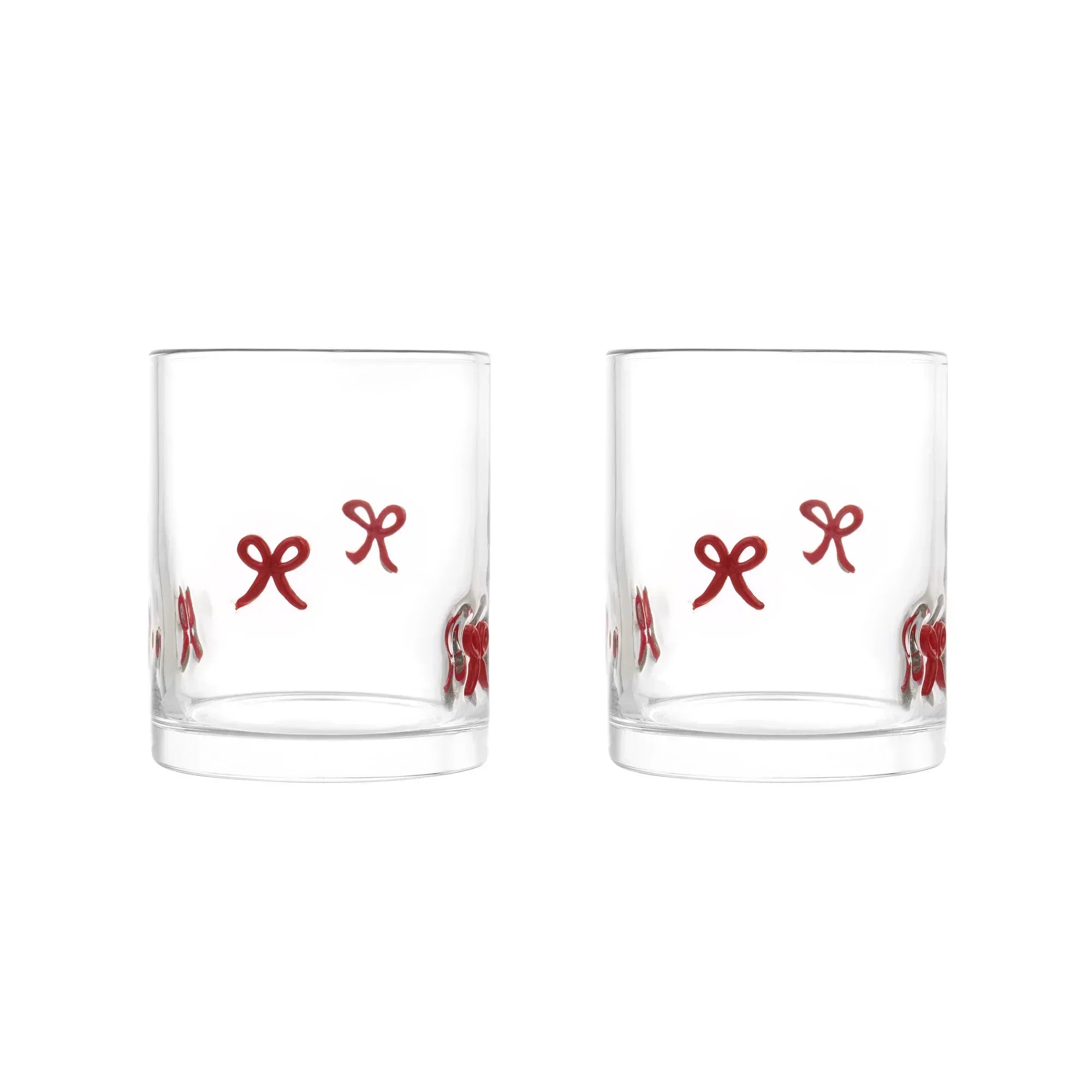 Thyme & Table 12 fl oz Valentine's Day Pink Bows Charm Drinking Glasses, Set of 2