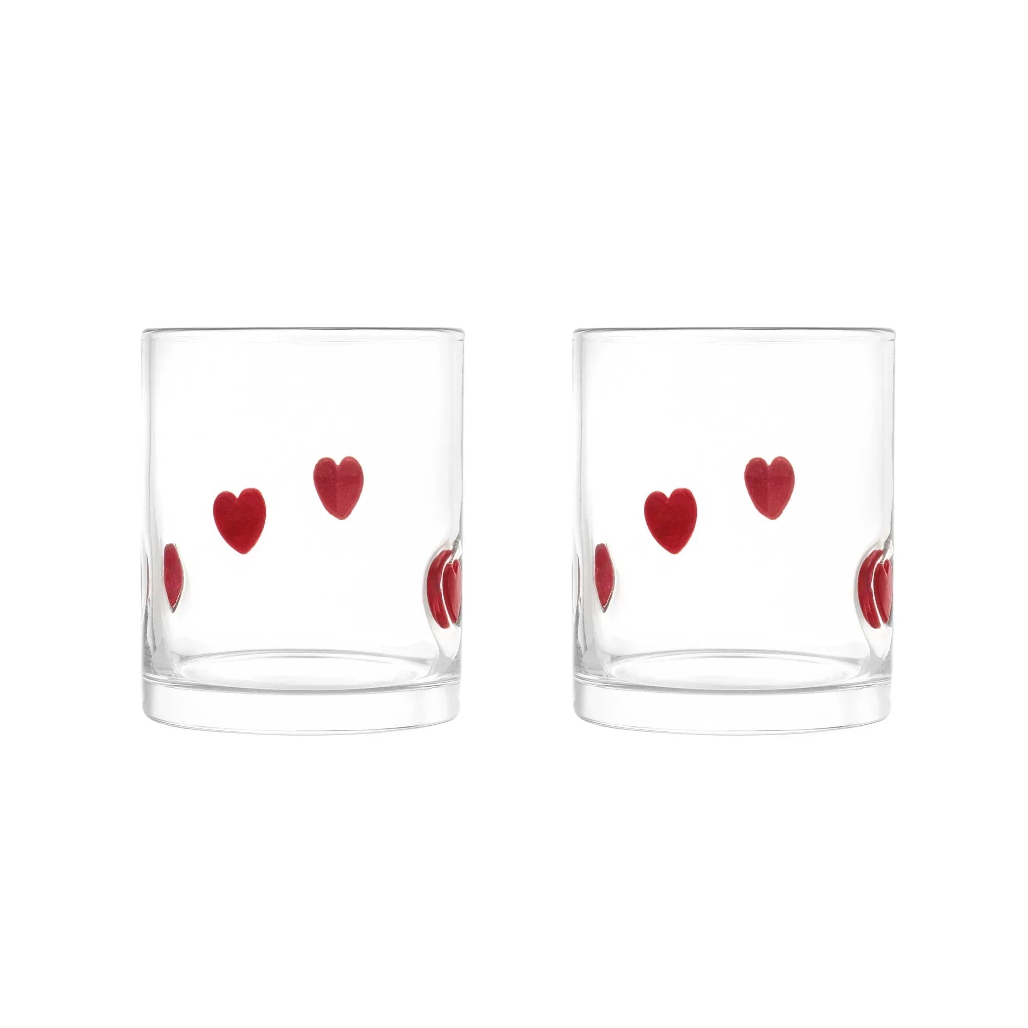 Thyme & Table 12 fl oz Red Hearts Charm Drinking Glasses, Set of 2