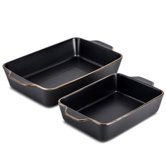 Thyme & Table 2-Piece Ceramic Rectangular Baking Dish Set - Onyx