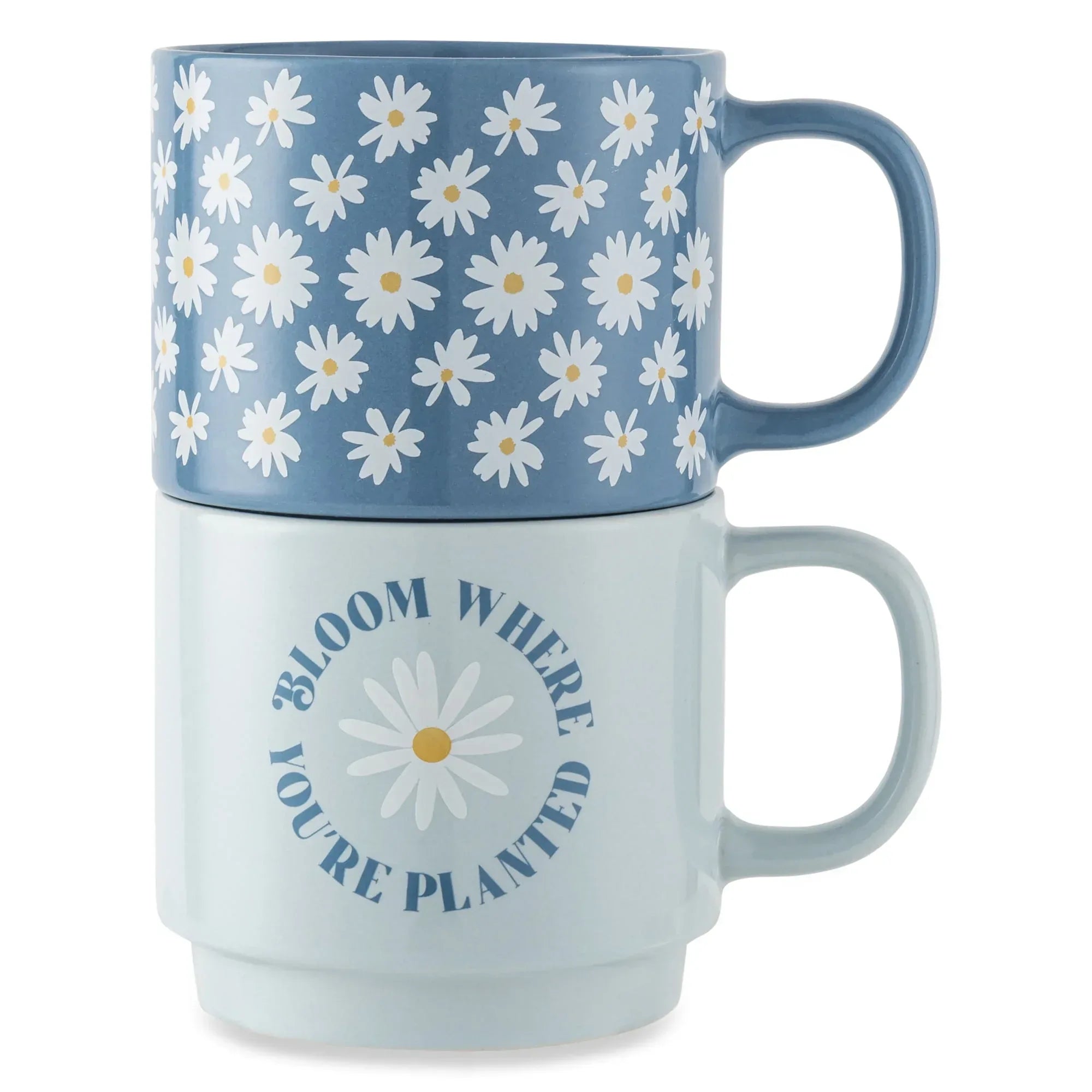 Thyme & Table 2 Pack Stacking Hello Gorgeous and Pink Bows Mugs 14.2 fl oz, Stoneware
