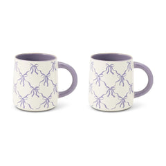 Thyme & Table 14.5 fl oz Purple Bows Stoneware Mug, Set of 2