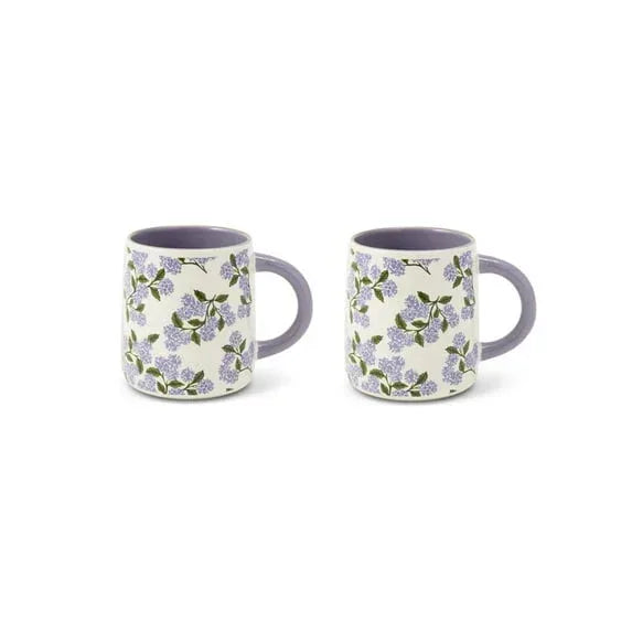 Thyme & Table 14.5 fl oz Purple Floral Stoneware Mug, Set of 2