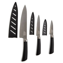 3-piece kitchen knife set with black handles and stainless steel blades