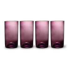 Magenta sphere drinking glasses, set of 4, cylindrical tumblers with rounded base