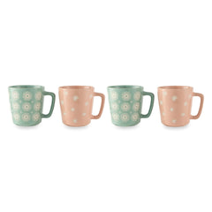 Thyme & Table 4 Pack Green SunBurts and Pink Toss Stars Mugs with Gold Rims 19.9 fl oz, Stoneware