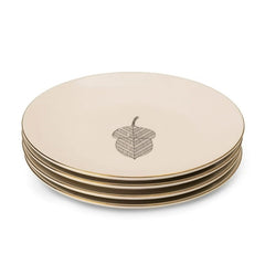 Thyme & Table 4 Pack Stoneware Dinner Plates, Red Leaf