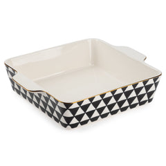 Thyme & Table 8" Square Ceramic Baker - Black & White Medallion