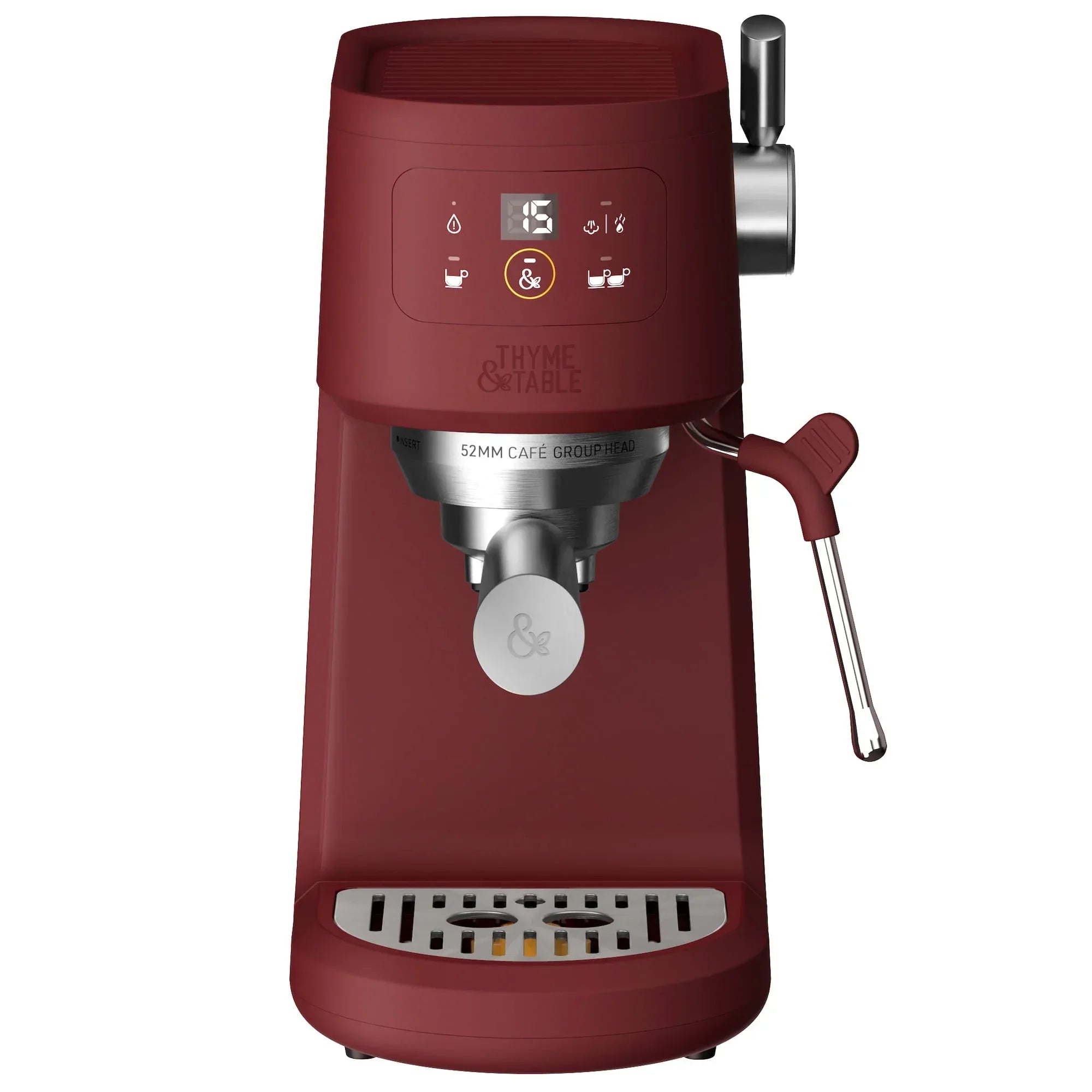 Thyme & Table Barista Mini Espresso Machine with 15-Bar Pressure and Steam Wand, Sand White