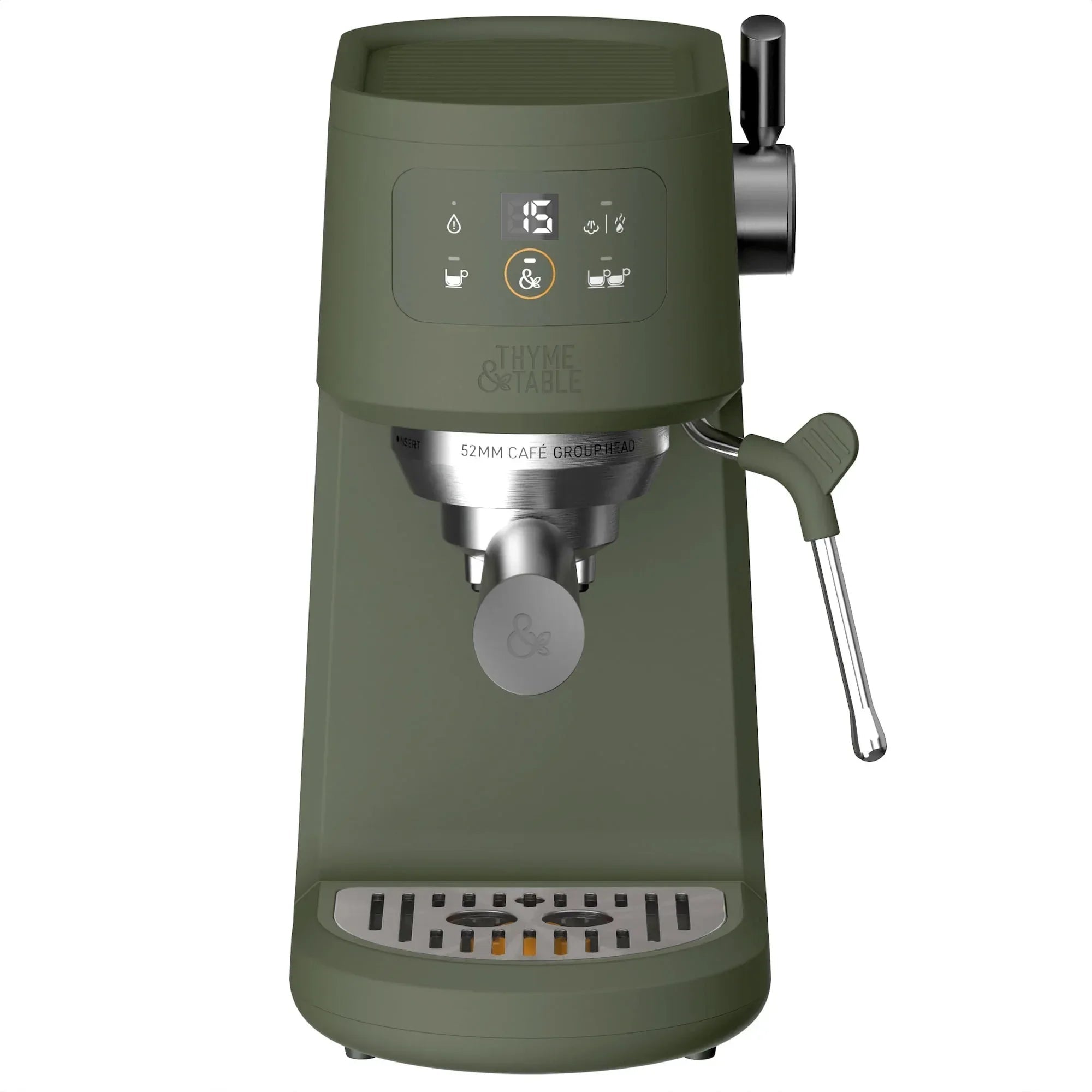Thyme & Table Barista Mini Espresso Machine with 15-Bar Pressure and Steam Wand, Sand White
