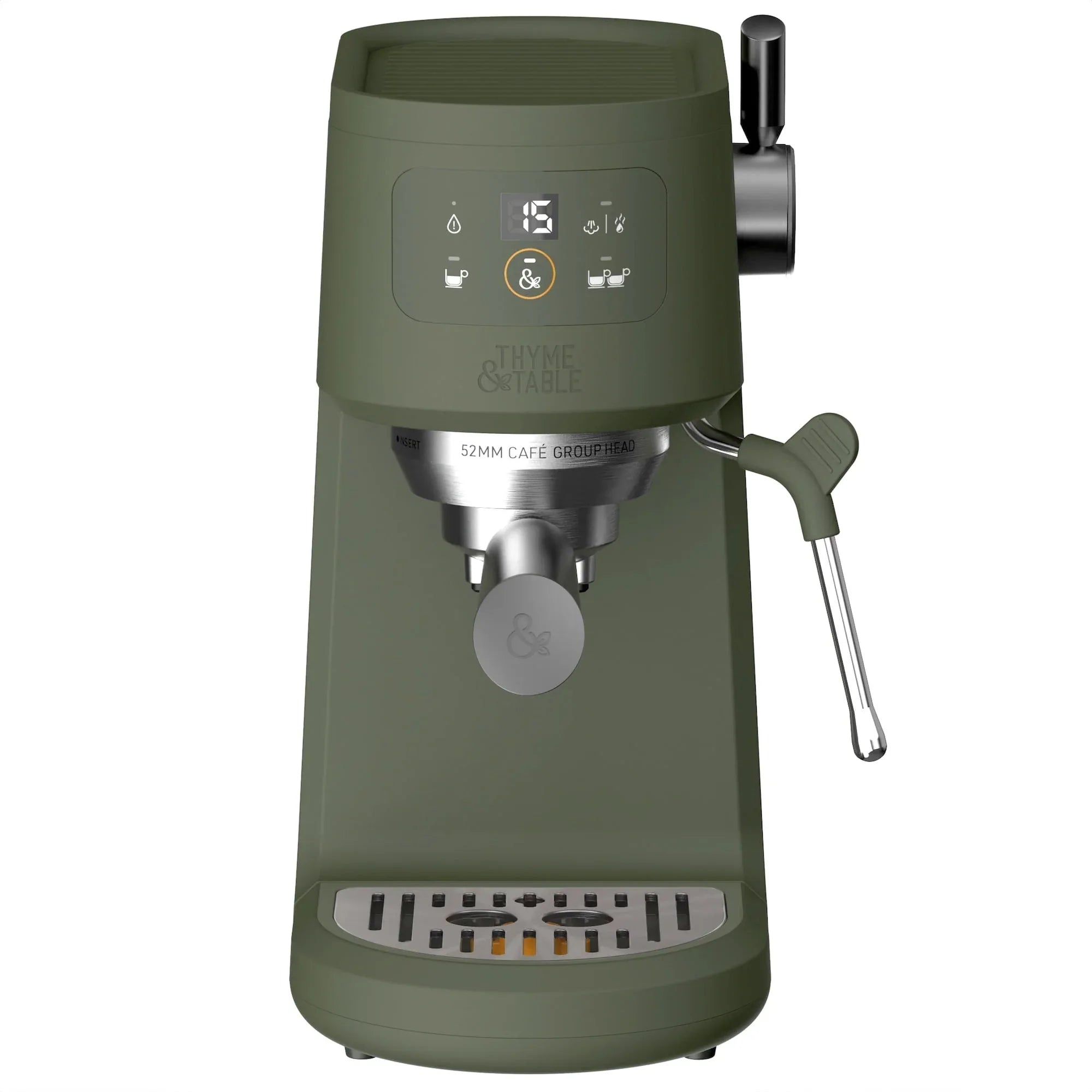 Thyme & Table Barista Mini Espresso Machine with 15-Bar Pressure and Steam Wand, Sand White - USA MEGA SHOP