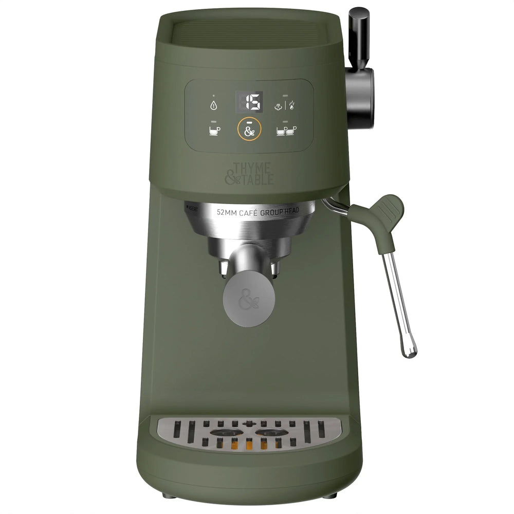 Thyme & Table Barista Mini Espresso Machine with 15-Bar Pressure and Steam Wand, Sand White - USA MEGA SHOP