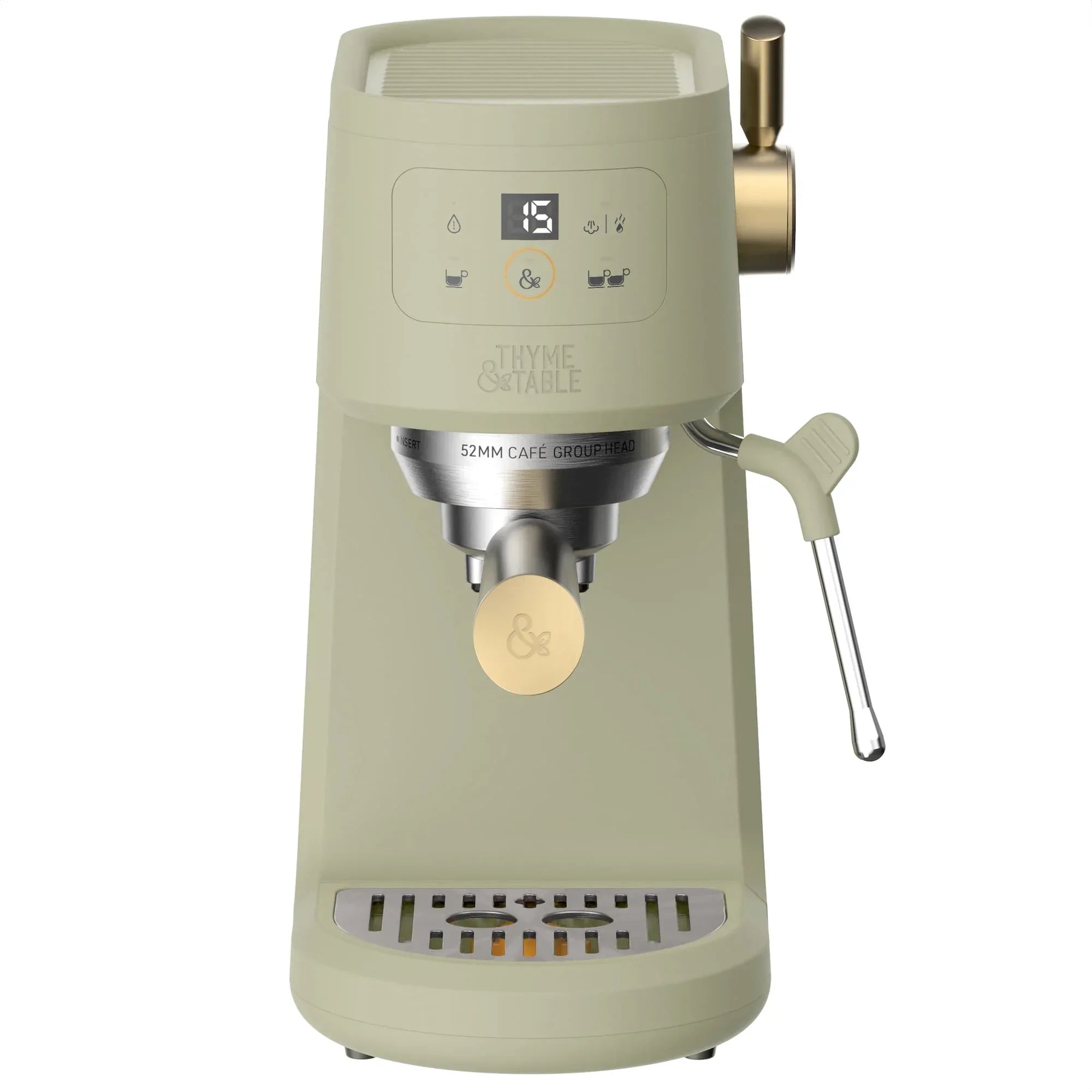 Thyme & Table Barista Mini Espresso Machine with 15-Bar Pressure and Steam Wand, Sand White