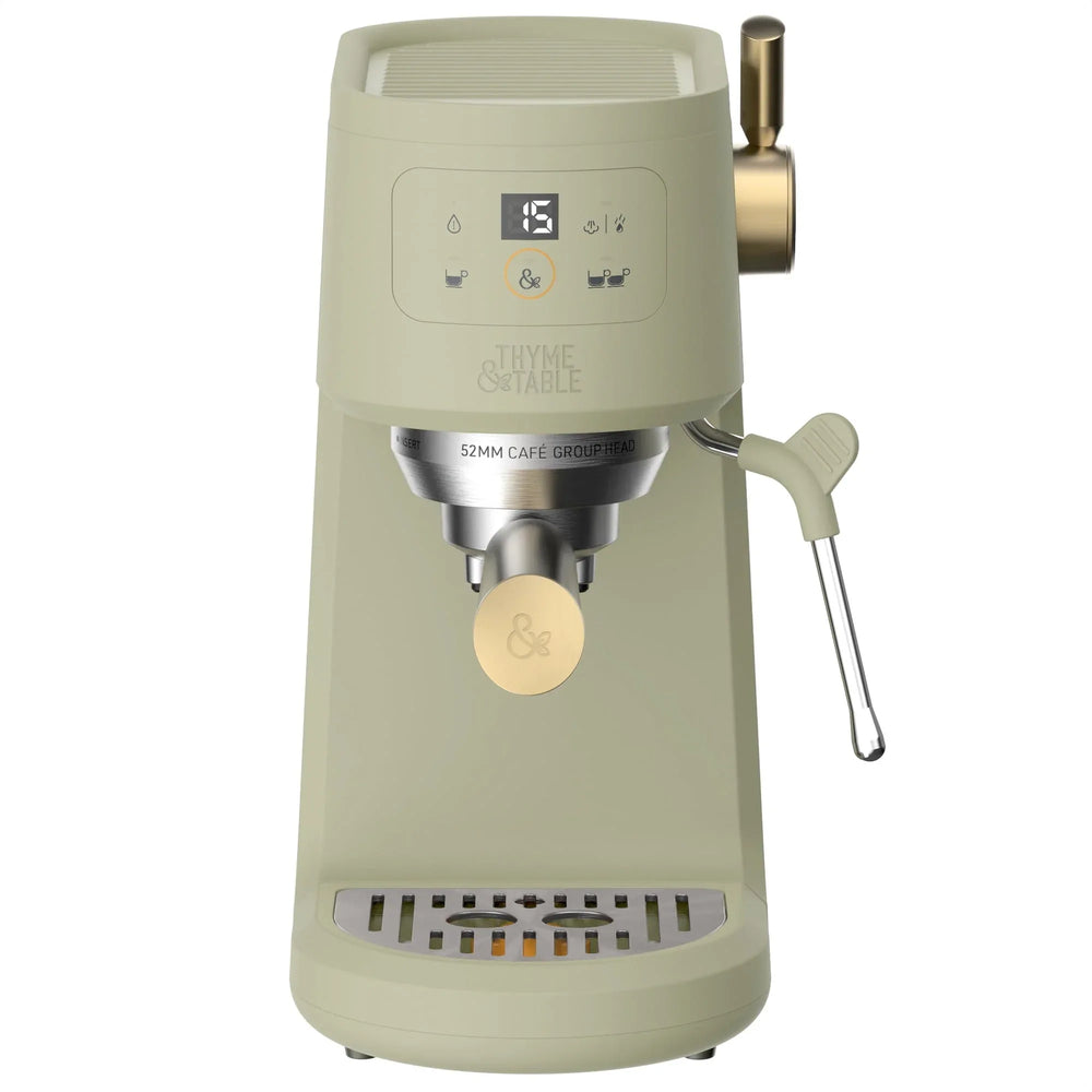 Thyme & Table Barista Mini Espresso Machine with 15-Bar Pressure and Steam Wand, Sand White - USA MEGA SHOP