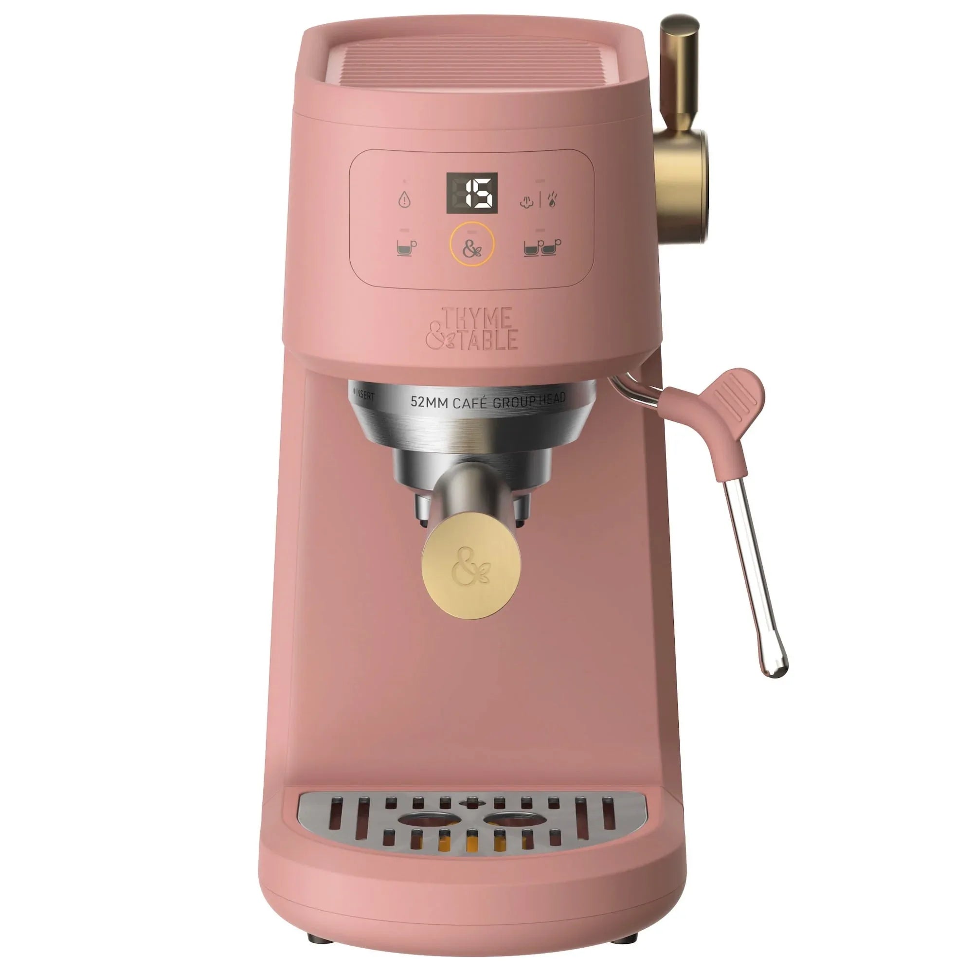 Thyme & Table Barista Mini Espresso Machine with 15-Bar Pressure and Steam Wand, Sand White - USA MEGA SHOP