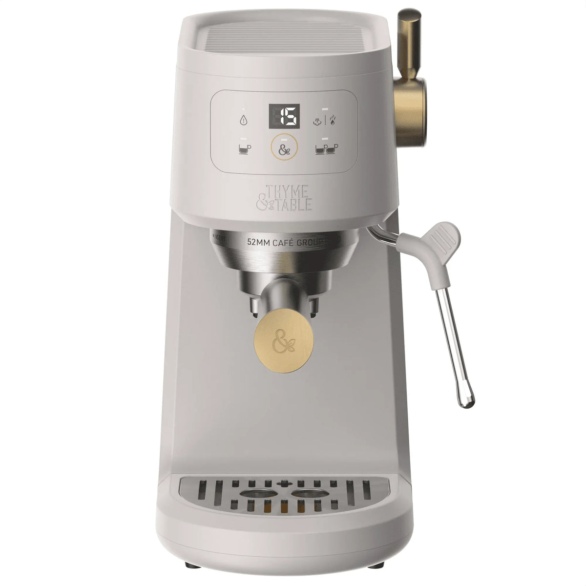 Thyme & Table Barista Mini Espresso Machine with 15-Bar Pressure and Steam Wand, Sand White - USA MEGA SHOP
