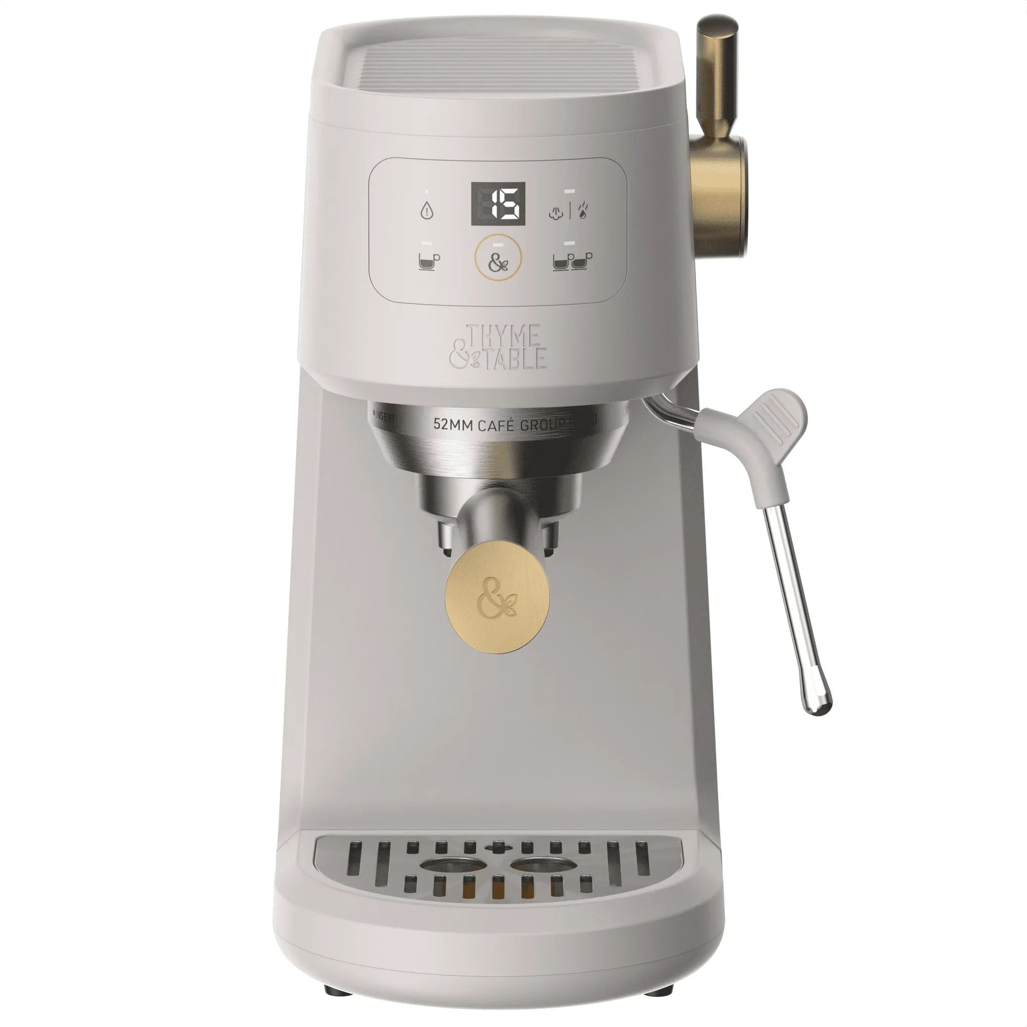 Thyme & Table Barista Mini Espresso Machine with 15-Bar Pressure and Steam Wand, Sand White - USA MEGA SHOP