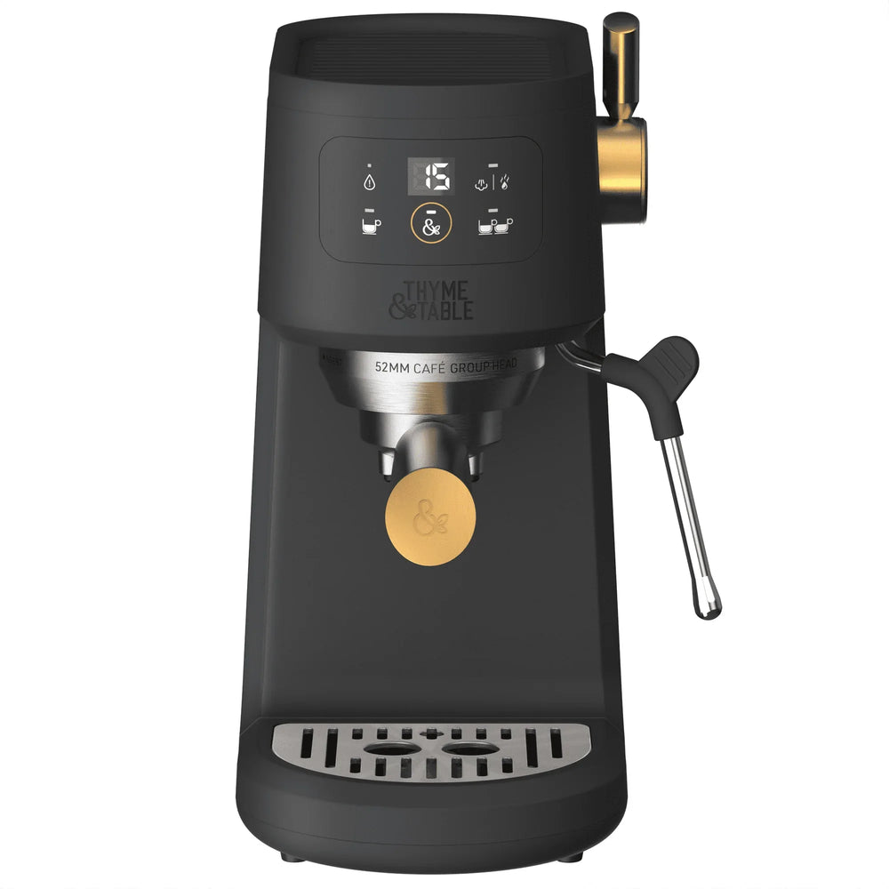 Thyme & Table Barista Mini Espresso Machine with 15-Bar Pressure and Steam Wand, Sand White - USA MEGA SHOP