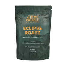 Thyme & Table Eclipse Roast dark roast ground coffee pouch, dark green with gold label