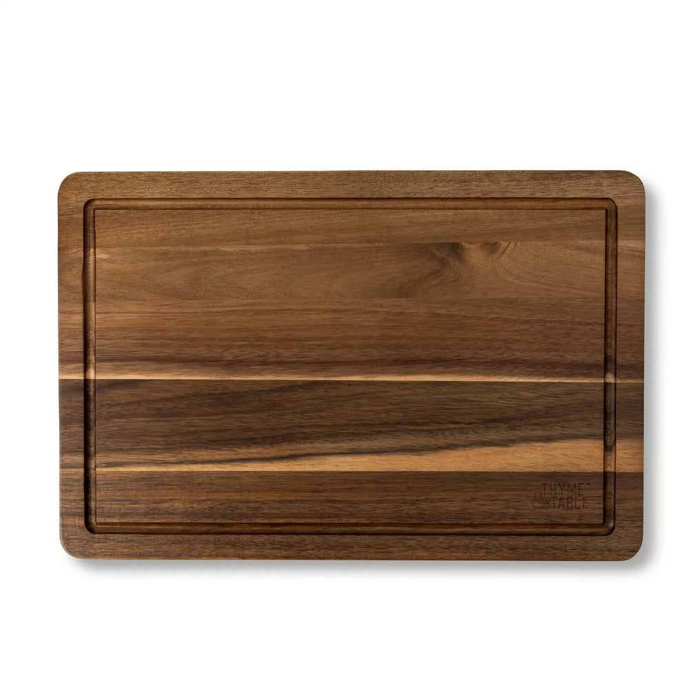 Thyme & Table Large 12"x18" Acacia Wood Cutting Board with Triangle Shaped Anti-Slip Grips - USA MEGA SHOP