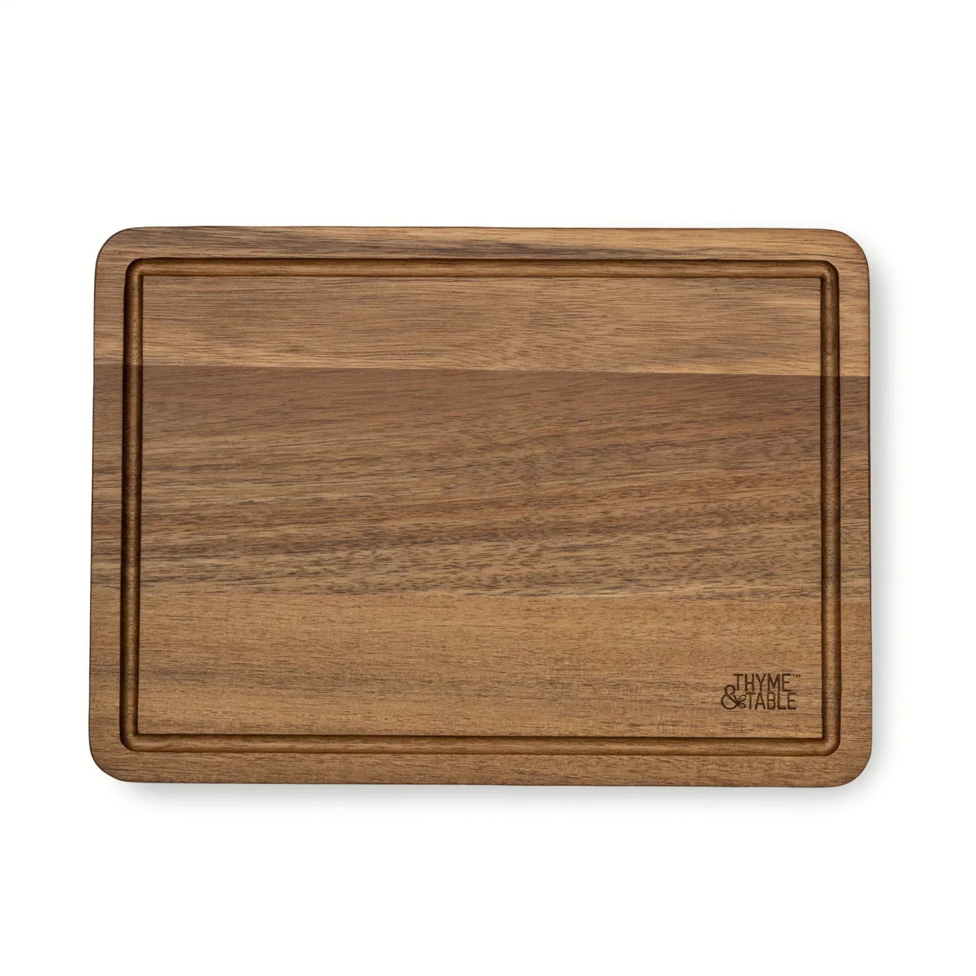 Thyme & Table Medium 10"x14" Acacia Wood Cutting Board with Triangle Shaped Anti-Slip Grips - USA MEGA SHOP
