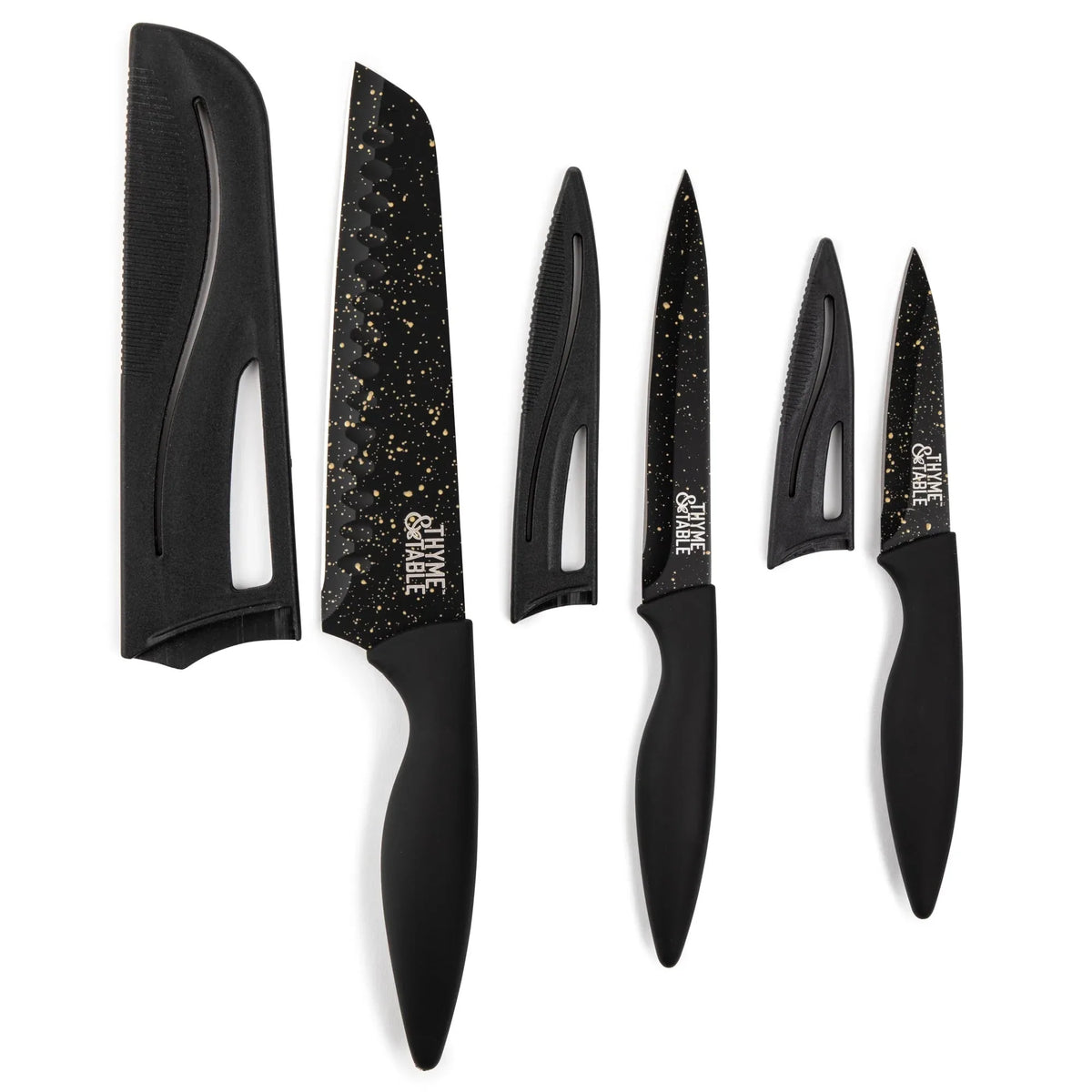 Thyme & Table Non-Stick Coated High Carbon Stainless Steel Speckled Kitchen Knives, 3 Piece Set - USA MEGA SHOP