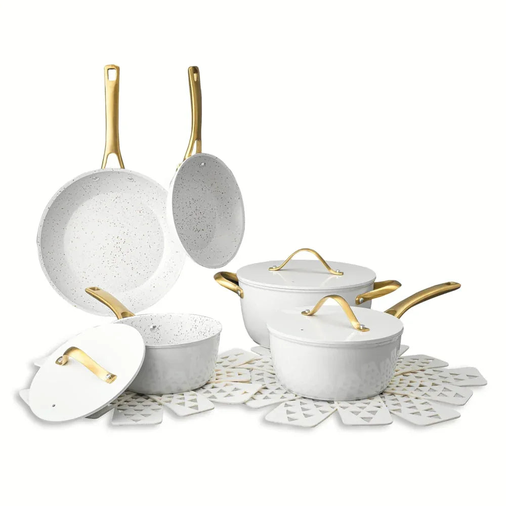 Thyme & Table 12 Piece Non-Stick Acadia Cookware Set, Pots and Pans Set - Blue - USA MEGA SHOP
