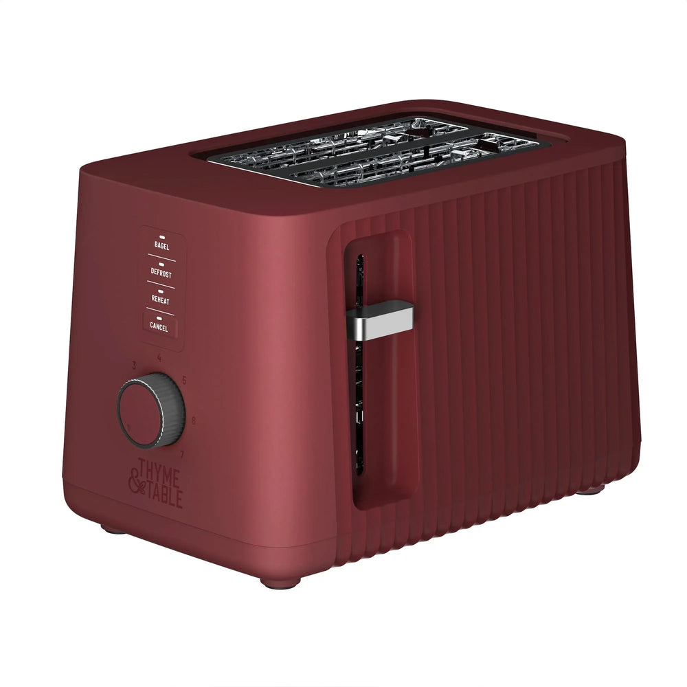Thyme & Table 2-Slice Toaster, Extra-Wide Slots with Removable Crumb Tray, Dusty Moss - USA MEGA SHOP