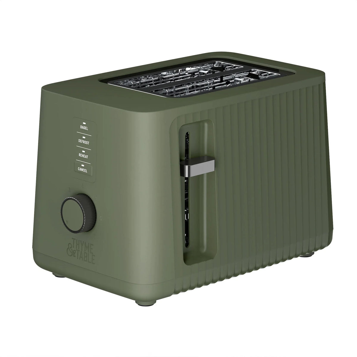 Thyme & Table 2-Slice Toaster, Extra-Wide Slots with Removable Crumb Tray, Dusty Moss - USA MEGA SHOP